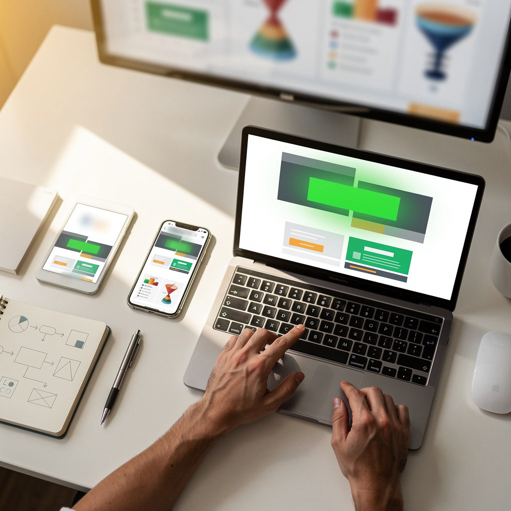 Sue the Website Artist conversion-focused web design principles including clear call-to-action buttons and mobile-first responsive design